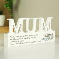 Personalised Botanical Wooden Mum Ornament White