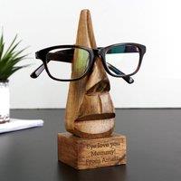 Personalised Message Wooden Nose Shaped Glasses Holder Natural