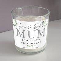 Personalised Botanical Leaves Design Jar Candle