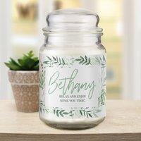 Personalised Botanical Large Lidded Jar Candle