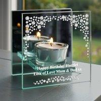 Personalised Diamante Mirrored Glass Tealight Holder
