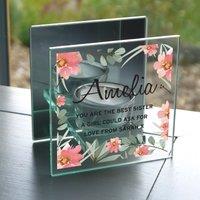 Personalised Floral Sentimental Mirrored Glass Tealight Holder