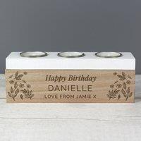 Personalised Floral Triple Tealight Box