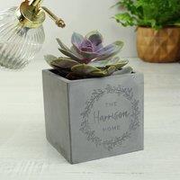 Personalised Floral Wreath Concrete Plant Pot