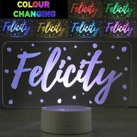 Personalised Polka Dot Name Colour Changing Night LED Light