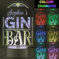 Personalised Gin Bar Colour Changing Night LED Light