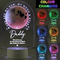 Personalised Sun Moon and Stars Colour Changing Night LED Light