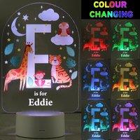 Personalised Animal Alphabet Colour Changing Night LED Light