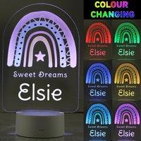 Personalised Pink Rainbow Colour Changing Night LED Light