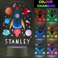 Personalised Space Rocket Colour Changing Night LED Light