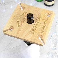 Personalised Wooden Four Prosecco Flutes and Bottle Holder