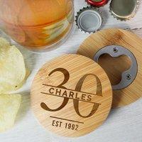 Personalised Birthday Bamboo Coaster with Hidden Bottle Opener