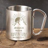 Personalised Adventure Awaits Mug Silver