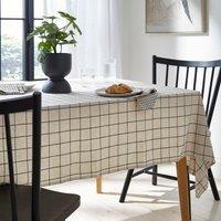 Wide Check Tablecloth Natural