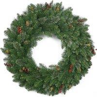 24" Decorative Collection Christmas Wreath With Cones and Red Berries