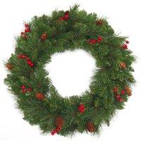 24" Everyday Collection Christmas Wreath With Pine Cones & Red Berries