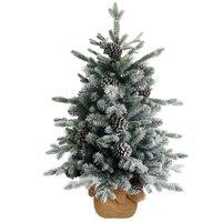 3ft Snowy Dorchester Pine Christmas Tree In Burlap Bag