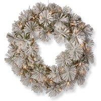 24" Snowy Bristle Pine Pre-lit Christmas Wreath