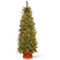 6ft Colonial Fir Pre-lit Christmas Tree In Red Drum Base