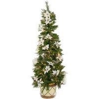 6ft Colonial Fir Pre-lit Christmas Tree In White Drum Base