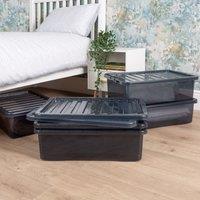 Wham Crystal Set of 5 Underbed Boxes & Lids, 32L Black