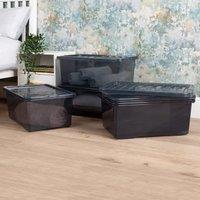 Wham Crystal Set of 5 Boxes & Lids, 45L Black