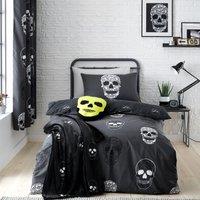 Catherine Lansfield Skulls Reversible Duvet Cover & Pillowcase Set Grey