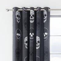 Catherine Lansfield Reversible Skulls Eyelet Curtains Grey