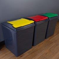 Wham 50L Set of 3 Recycling Bins with Red, Green, & Yellow Lids