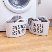 Wham 8L Set of 2 Plastic Flexi Laundry Baskets White