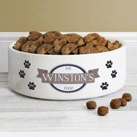 Personalised Paws Medium Ceramic Pet Bowl White