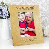 Personalised A Grandchild is a Blessing Light Wood Portrait Photo Frame