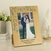 Personalised Botanical Oak Effect Portrait Photo Frame
