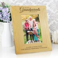 Personalised The Best Grandparents Light Wood Portrait Photo Frame
