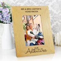 Personalised Our Adventures Light Wood Portrait Photo Frame