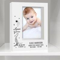 Personalised Baby To The Moon and Back Portrait Box Photo Frame