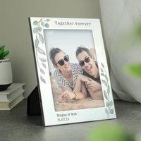 Personalised Botanical Silver Portrait Photo Frame