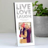 Personalised Small Live Love Laugh Silver Portrait Photo Frame