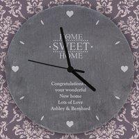 Personalised Home Sweet Home Slate Wall Clock