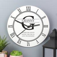 Personalised Family Name and Initial Wooden Wall Clock