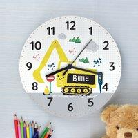 Personalised Digger Wooden Wall Clock