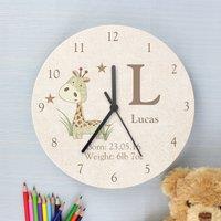 Personalised Hessian Giraffe Shabby Chic Large Wooden Wall Clock