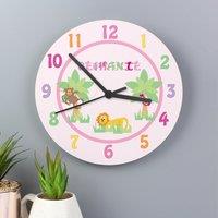 Personalised Pink Animal Alphabet Wall Clock