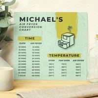 Personalised Air Fryer Chart Glass Worktop Saver