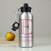 Personalised Name Silver Drinks Bottle Pink