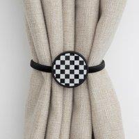 Checkerboard Magnetic Tieback Black and white
