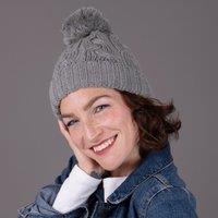 totes Cable Knit Hat with Pom Pom Detail Grey