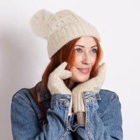 totes Cable Hat and Glove Set Oatmeal