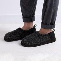 totes Quilted Black Full Back Slippers With EVA Sole Black
