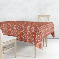 William Morris Strawberry Thief Acrylic Coated Tablecloth Strawberry Thief Red